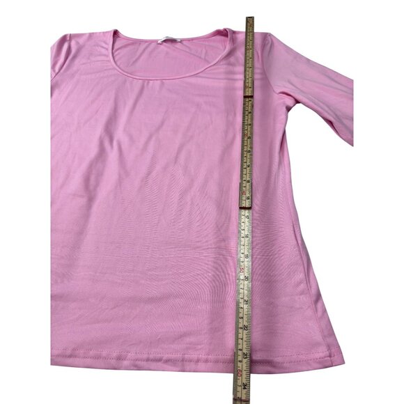 Womens Pink Long-Sleeve Scoop Neck Top By Ekouaer Size L Lightweight & Comfortab - Picture 6 of 10